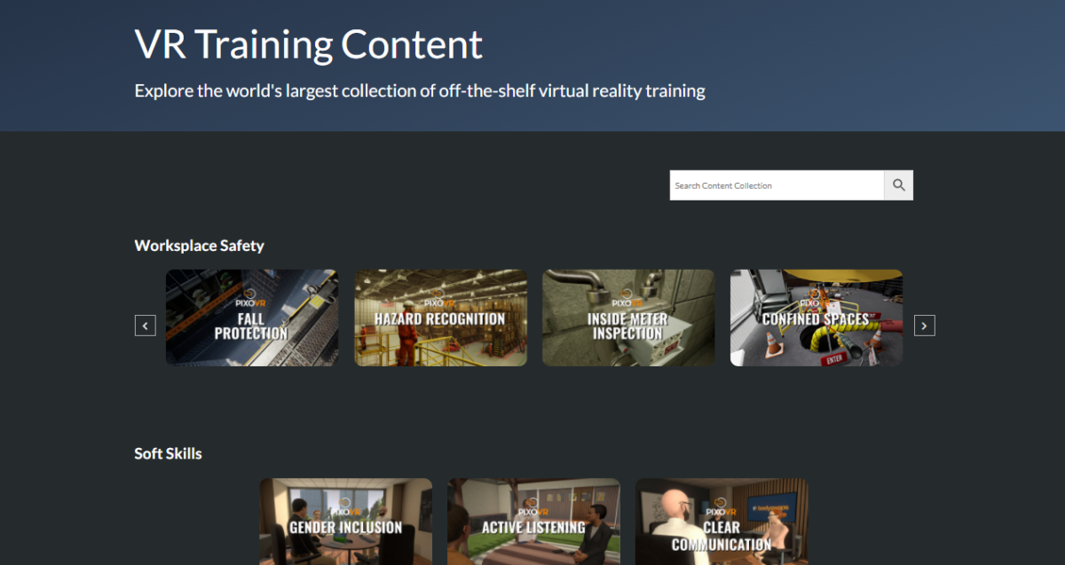 VR training content library