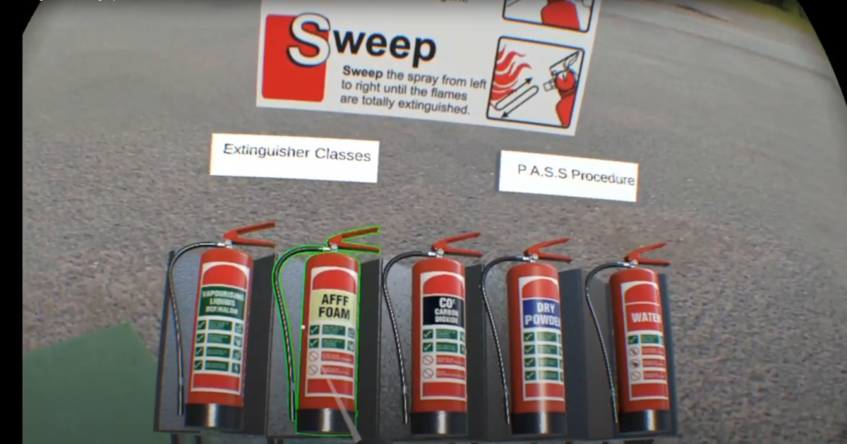Different fire extinguishers lined up