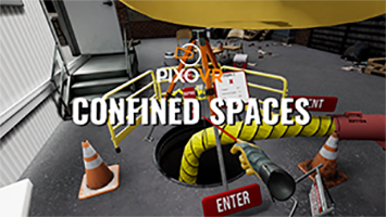 A worker training in confined spaces in VR