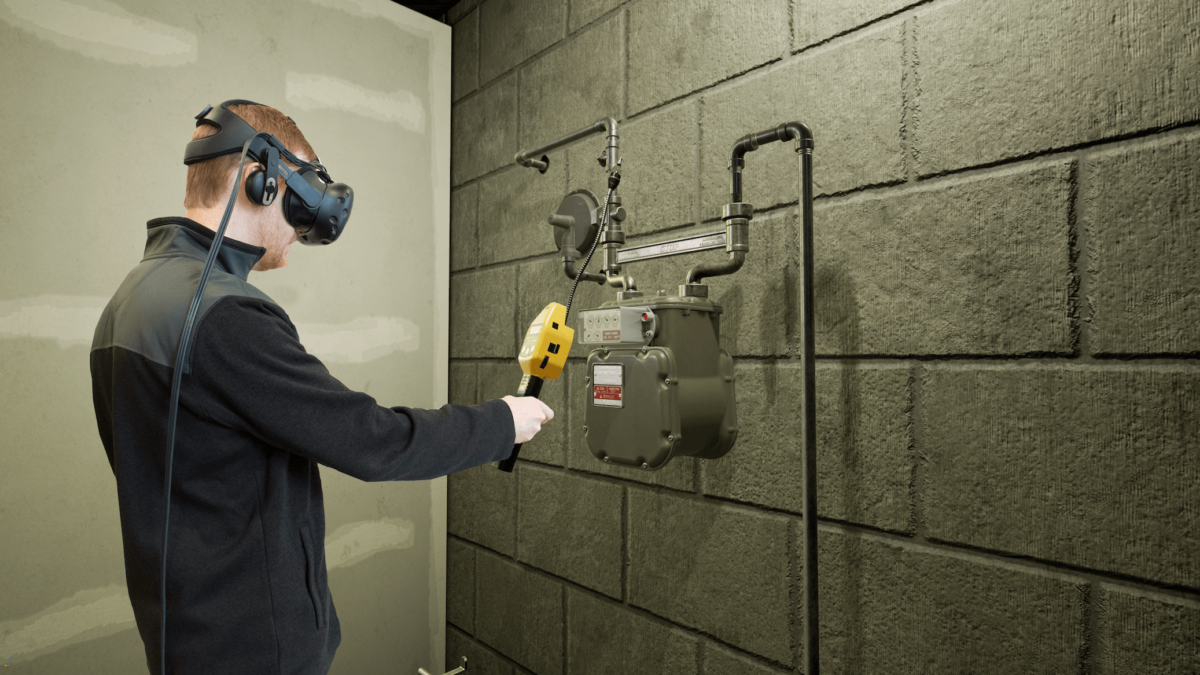 A man using VR to test for gas leaks