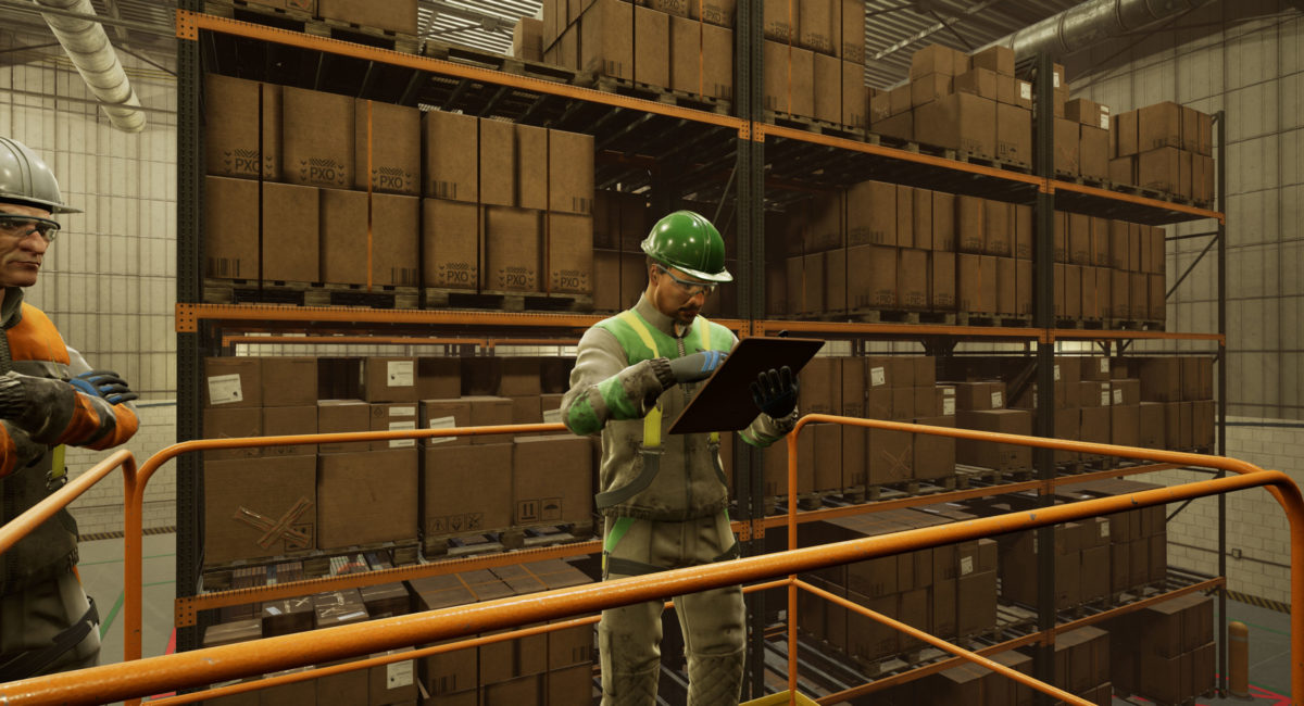 A simulated VR warehouse