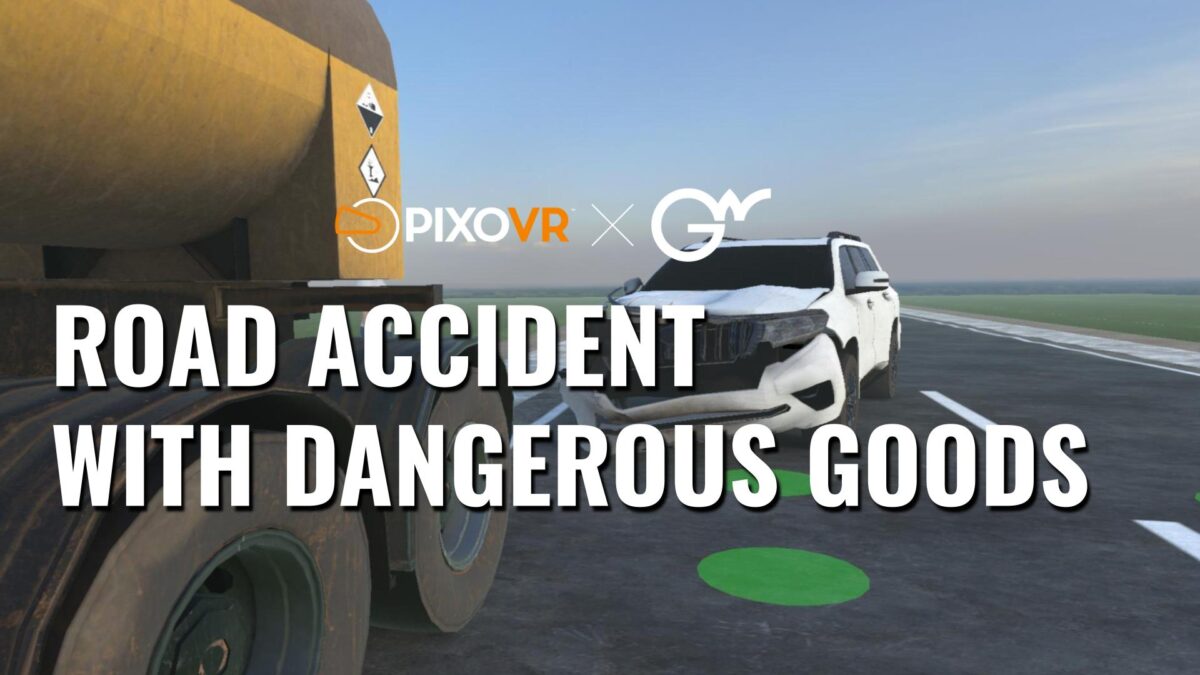 Road accident with dangerous goods title card