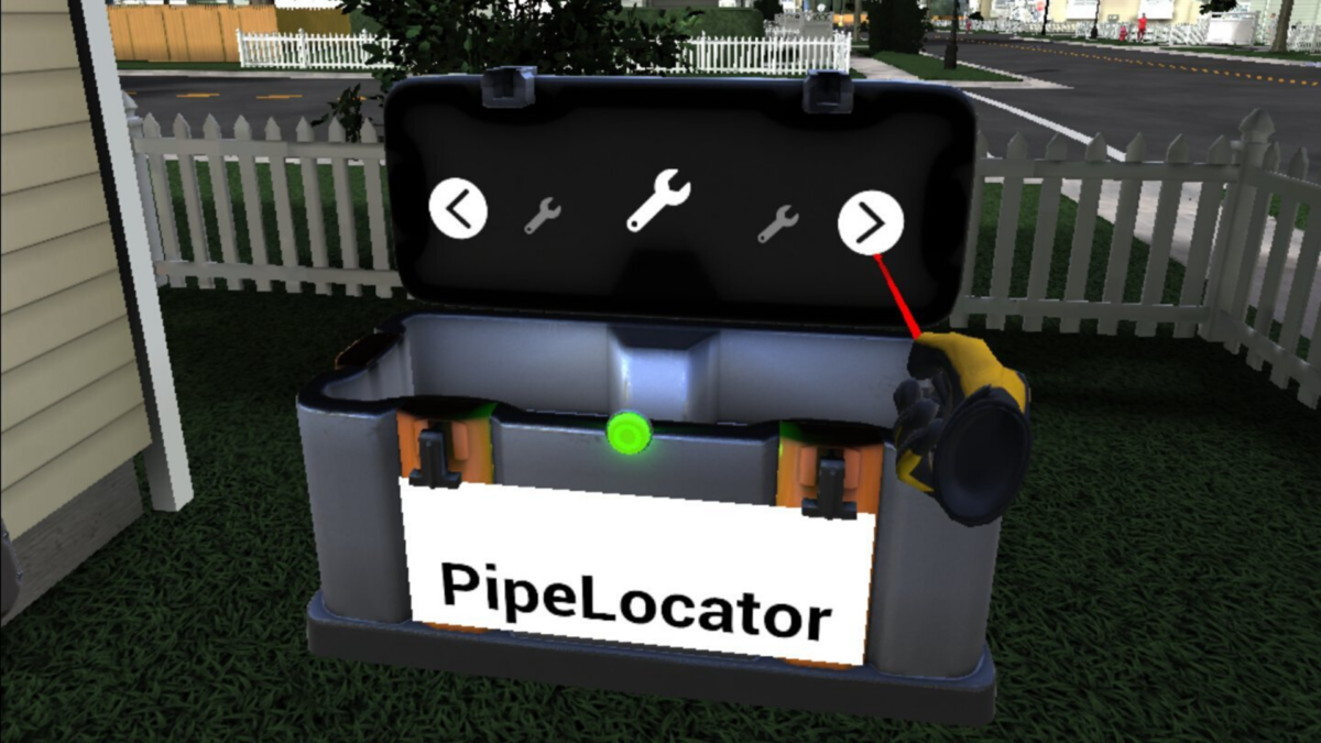 A worker locating pipes in virtual reality
