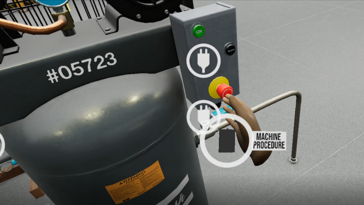 Image of simulated machinery used for VR Lockout/Tagout Training