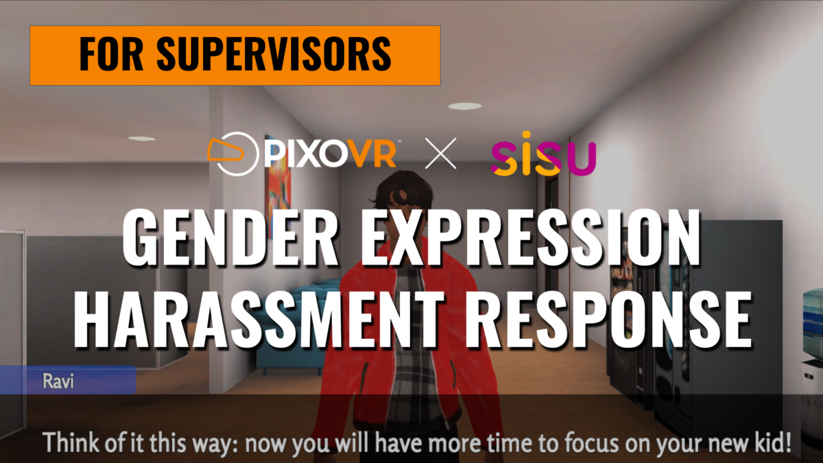 A simuated person with gender expression title overlay