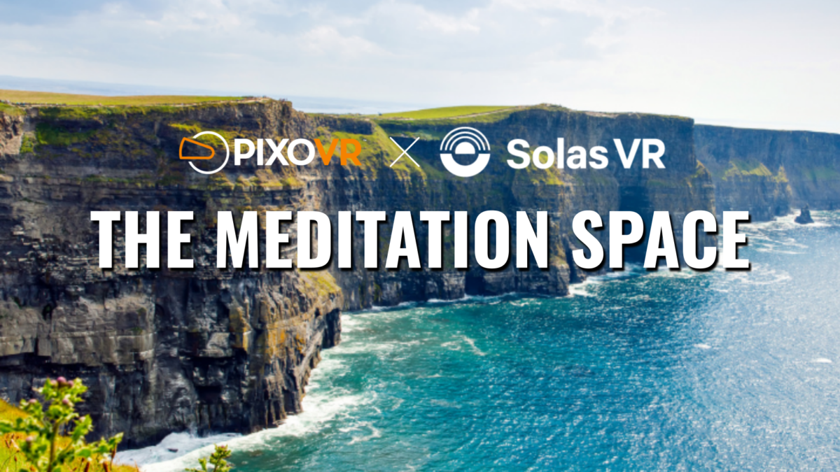 A cliff next to the ocean with the meditation space overlay