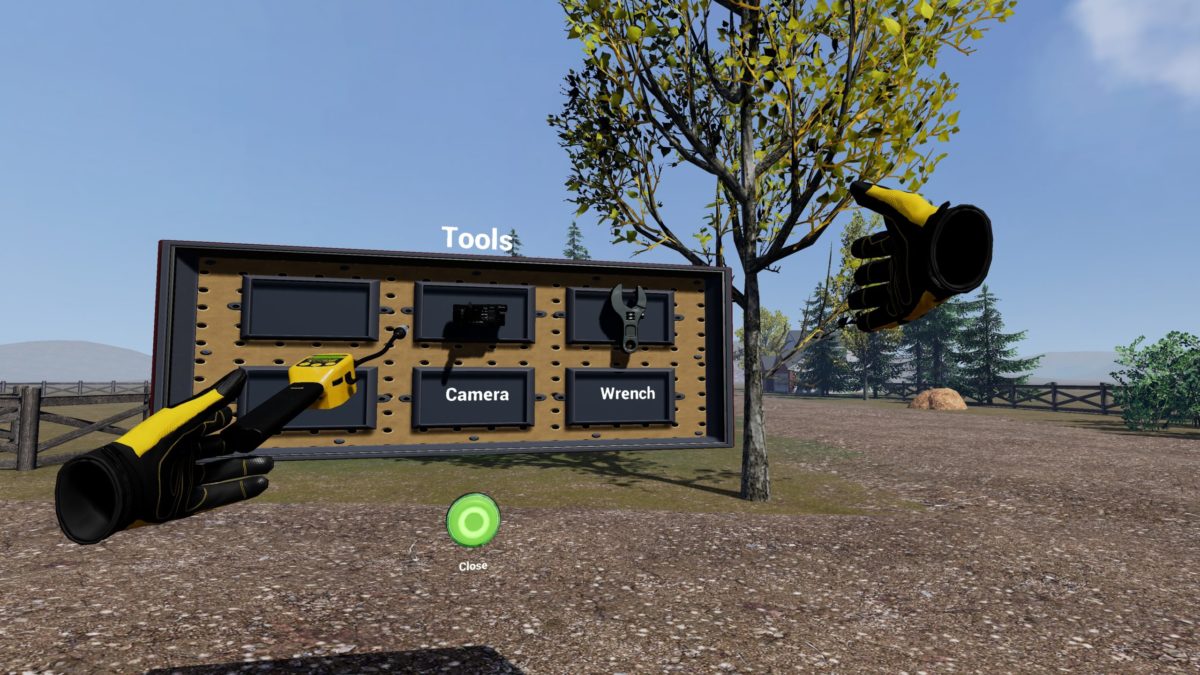 VR hands choosing which tools to use