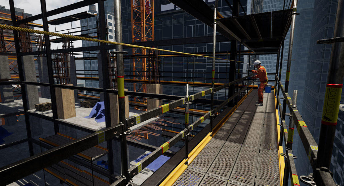 PIXO VR Fall Protection training - man on elevated worksite
